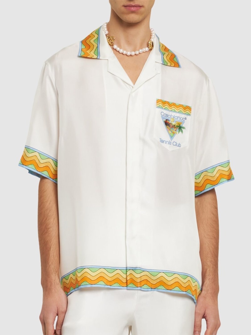 Tennis Club print silk s/s shirt - 3