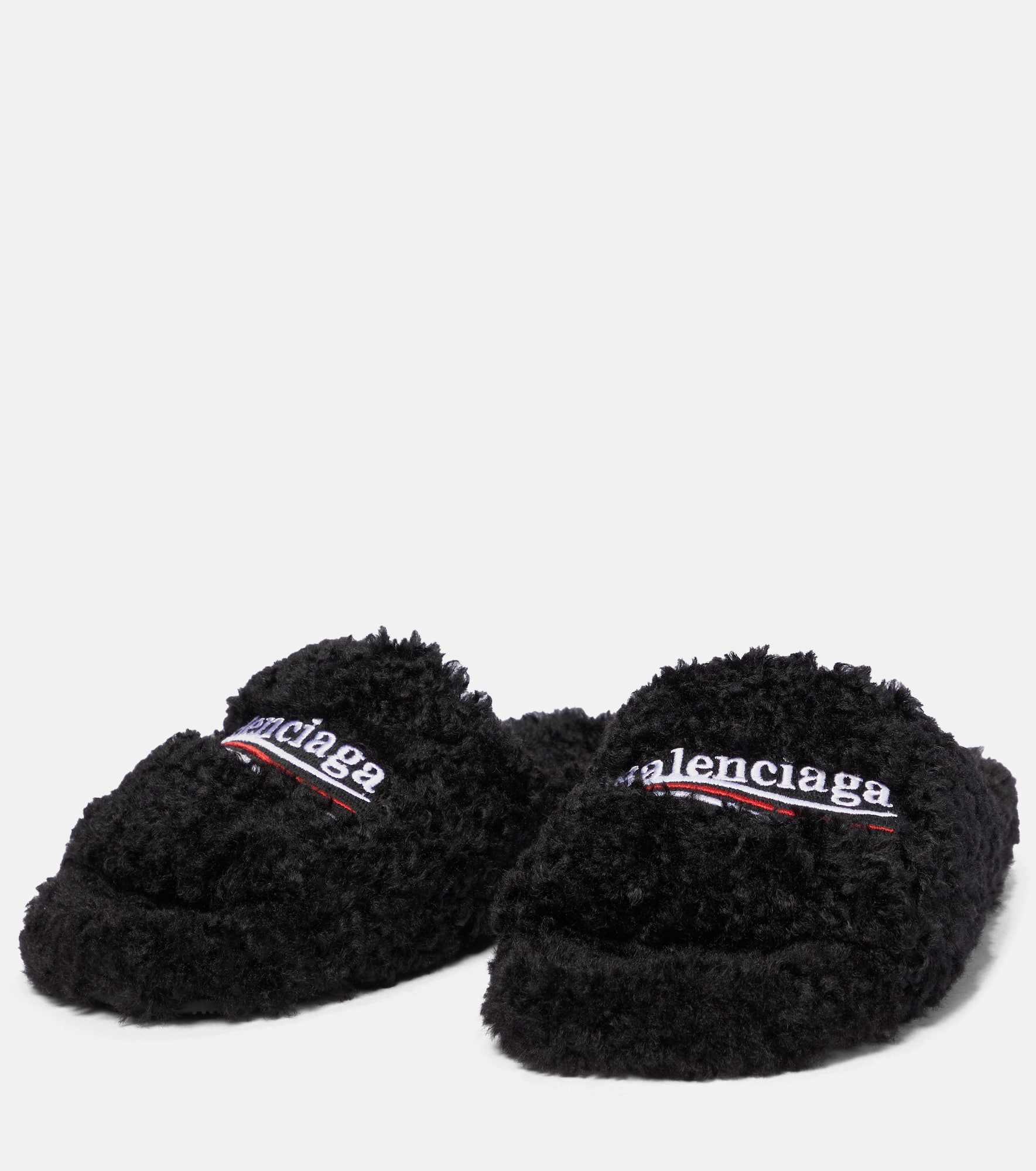 Furry faux shearling slides - 5
