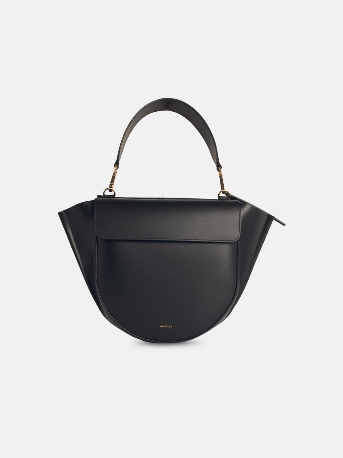 'HORTENSIA' BLACK LEATHER BAG - 1