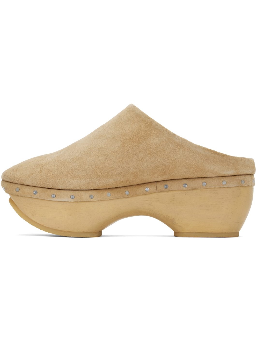 Beige Suede Contour Clog - 3