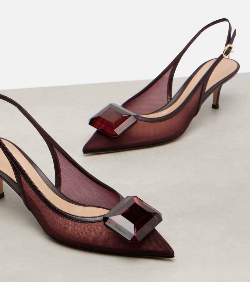 55 leather-trimmed mesh slingback pumps 5