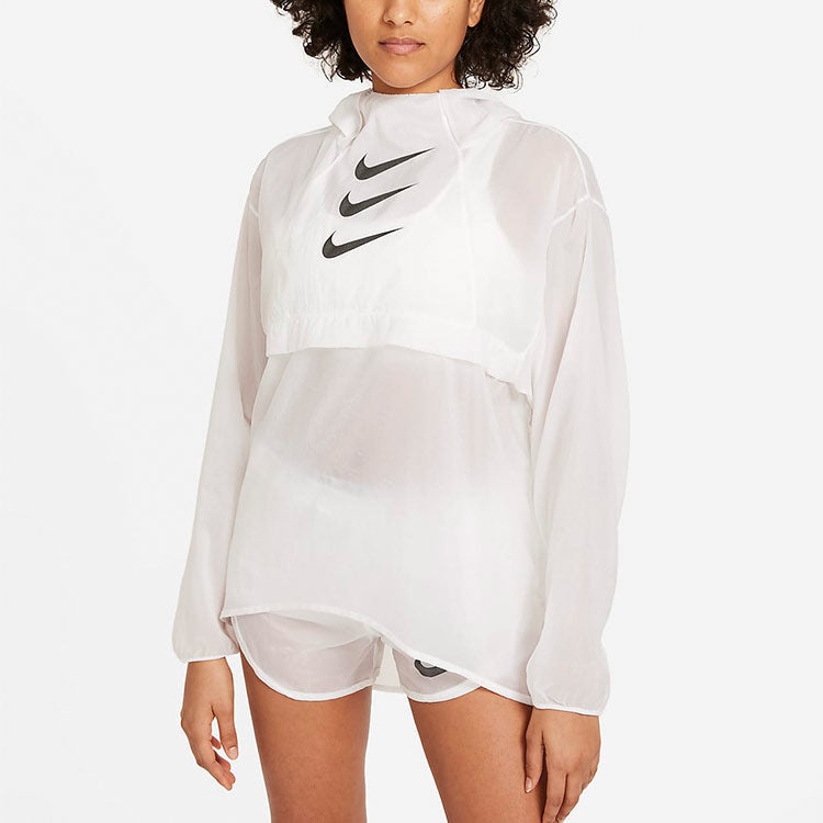 (WMNS) Nike AS W NK Run DVN PO PCKBL JKT Jacket White DA1277-100 - 3