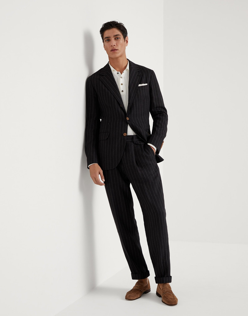 Linen chalk stripe deconstructed blazer 5