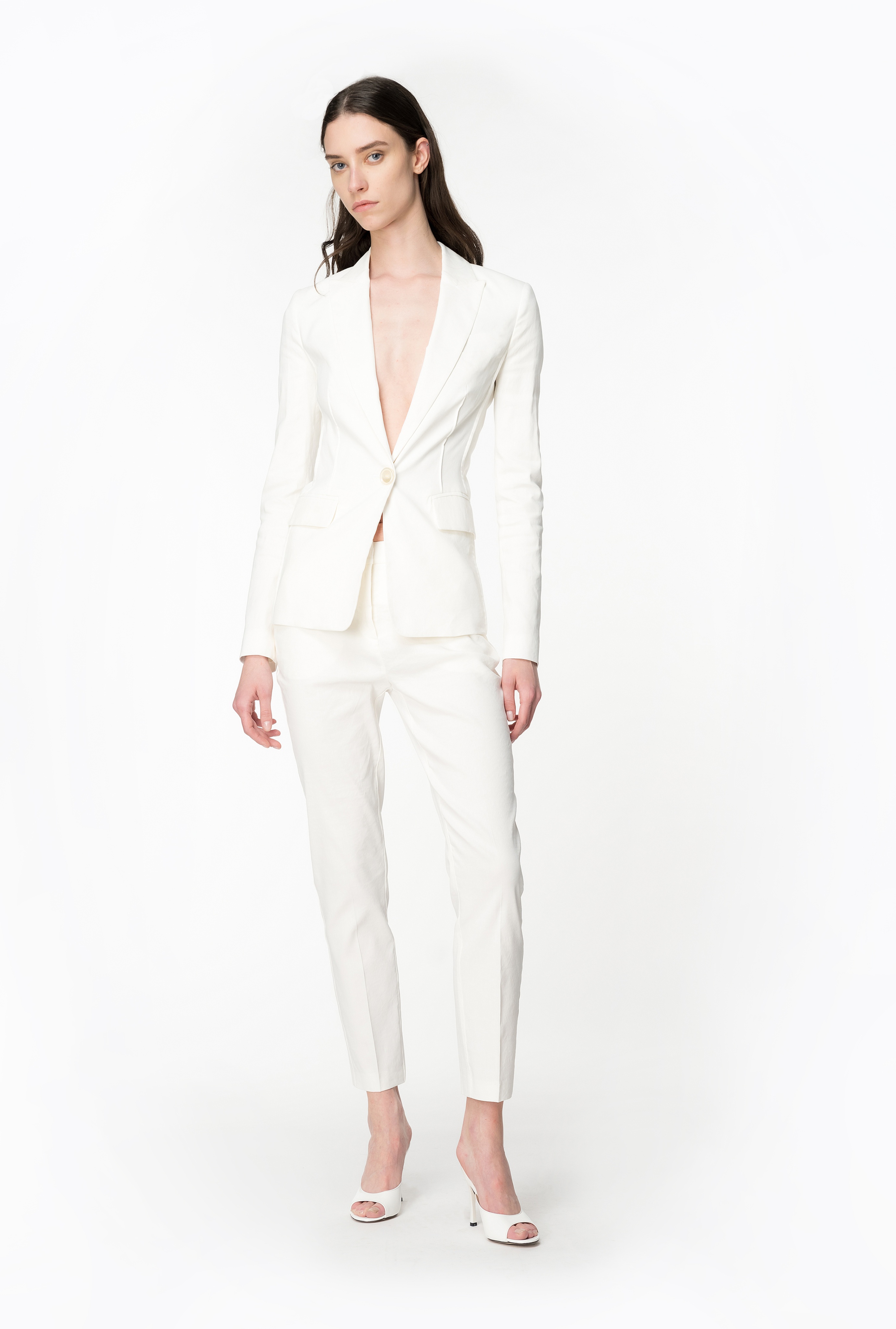 SINGLE-BREASTED STRETCH LINEN BLAZER - 4