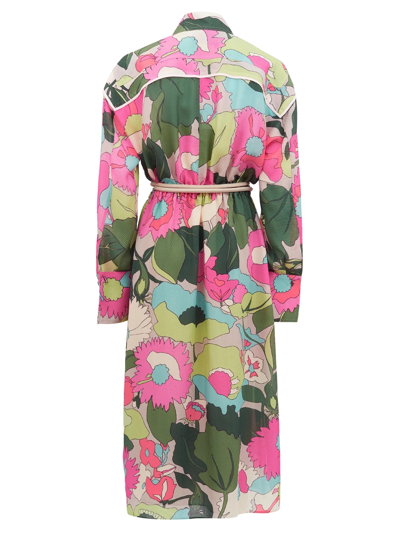 Windflower floral-print crinckled silk shirt dress - 3