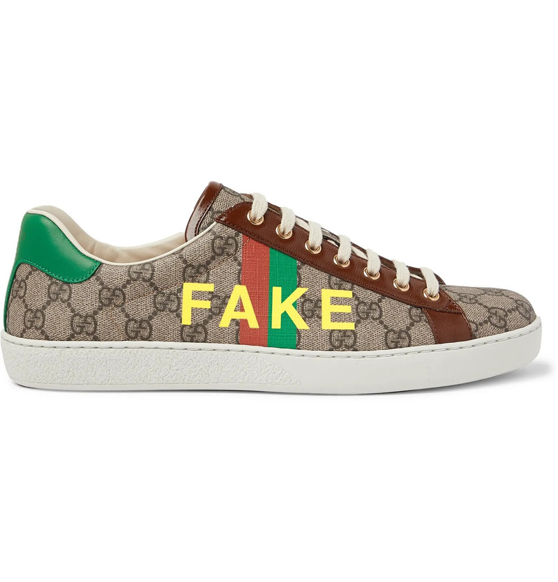 Ace Printed Leather-Trimmed Monogrammed Coated-Canvas Sneakers - 1