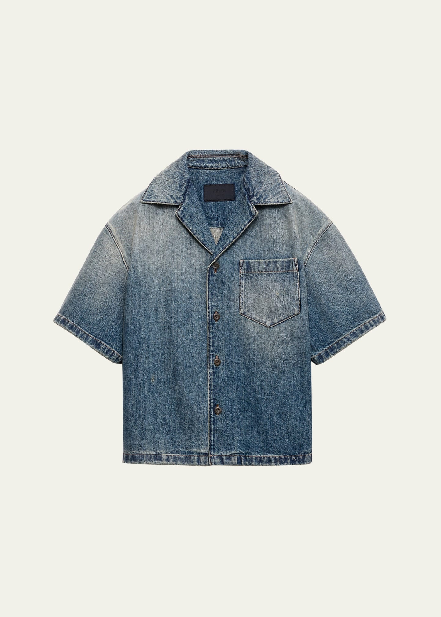 Men's Denim Boxy-Fit Bowling Shirt - 1