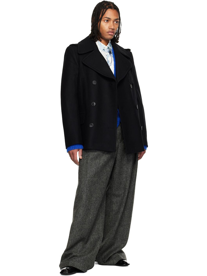 Dries Van Noten Black Melton Peacoat outlook