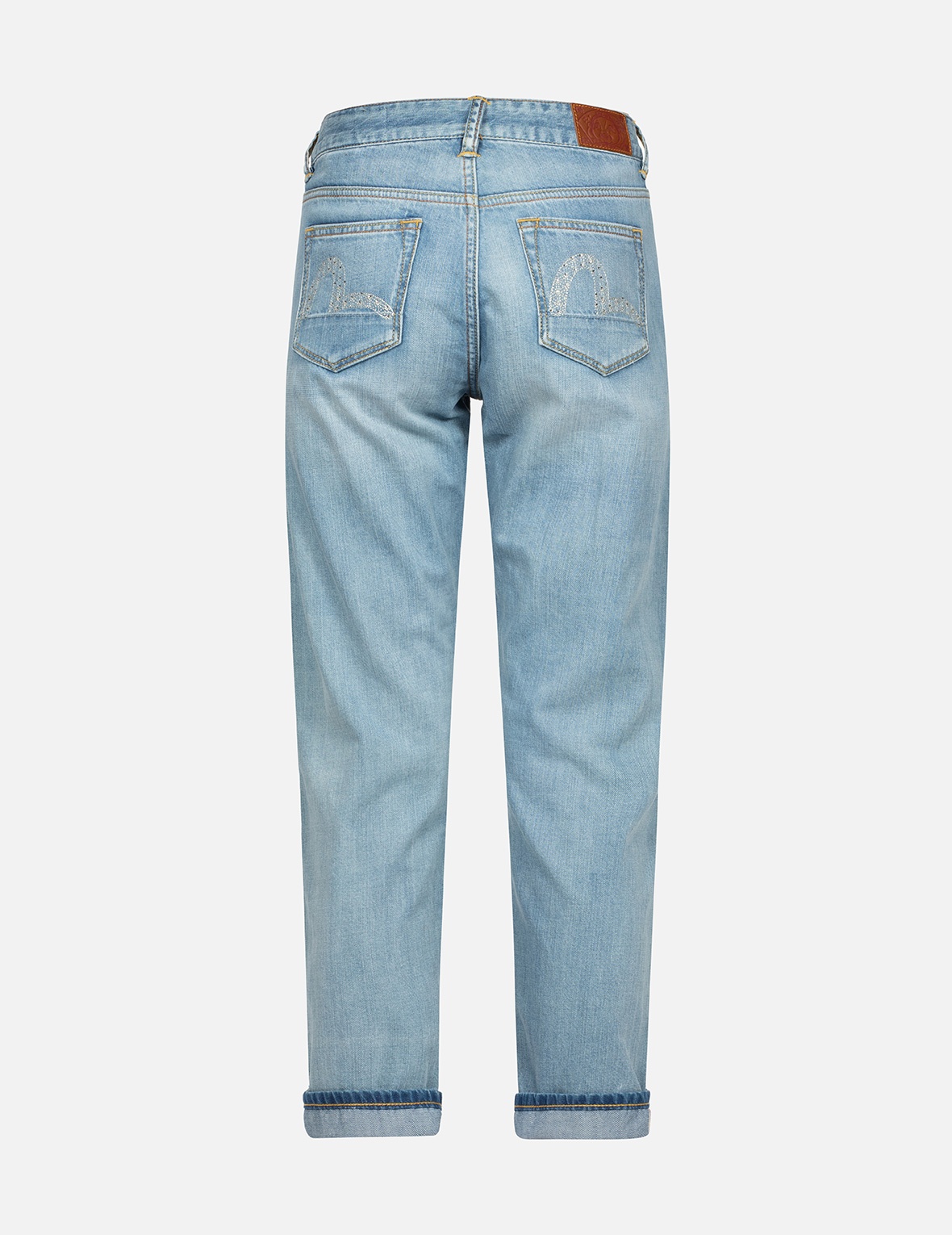 RHINESTONE & EMBROIDERY SEAGULL POCKET STRAIGHT FIT DENIM JEANS - 2