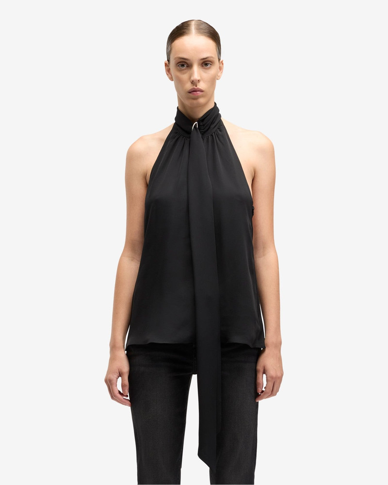 7 For All Mankind Silk Halter Top in Black outlook