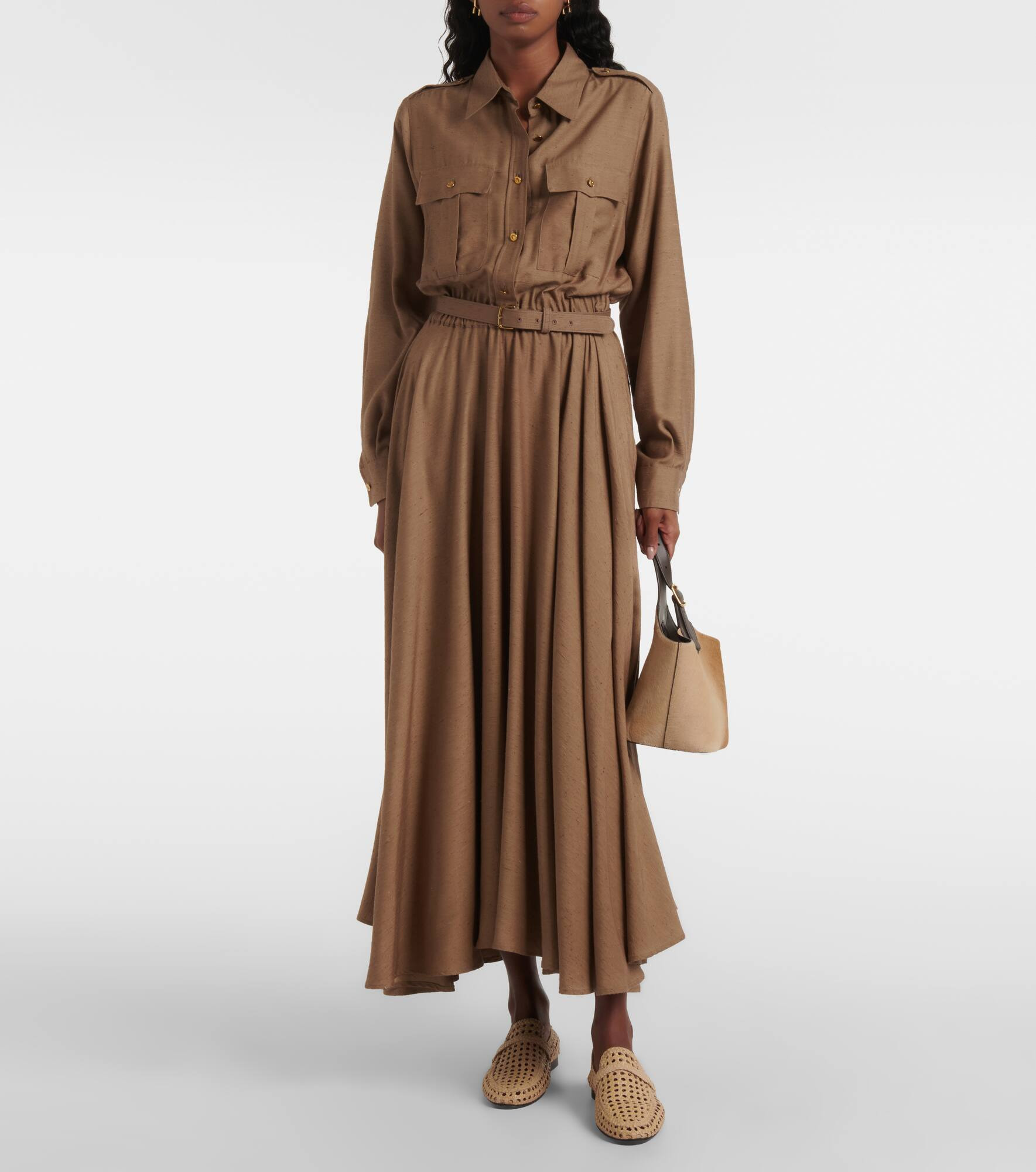 Lela asymmetrical silk shirt dress - 2