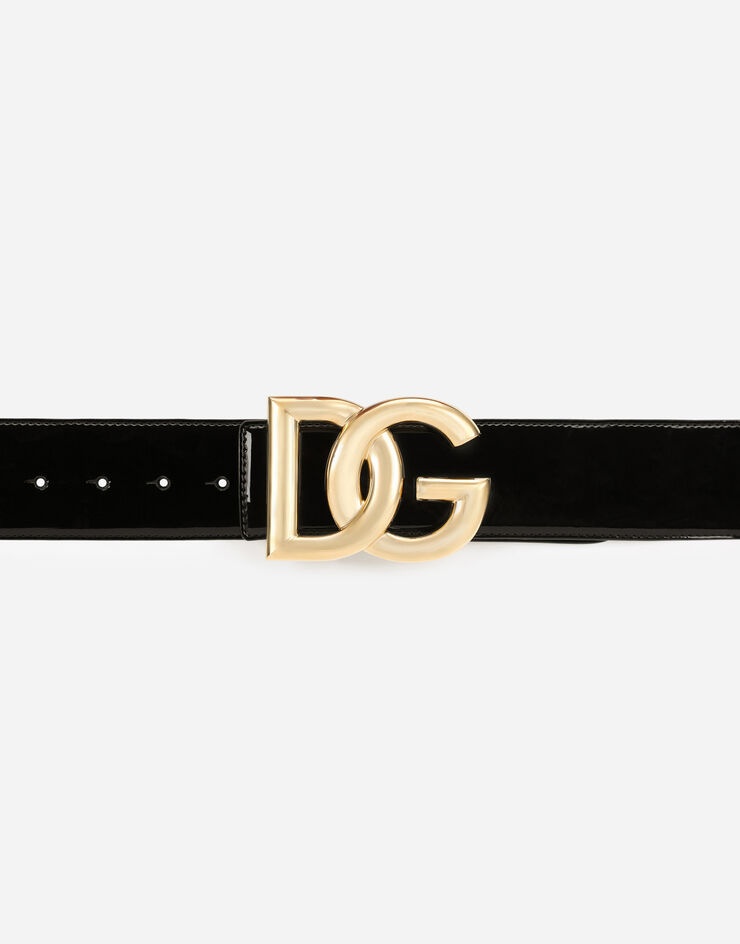 Patent leather belt with DG logo - 3