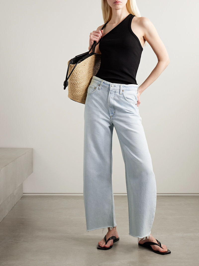 AGOLDE Low Curve frayed mid-rise wide-leg jeans Light denim outlook