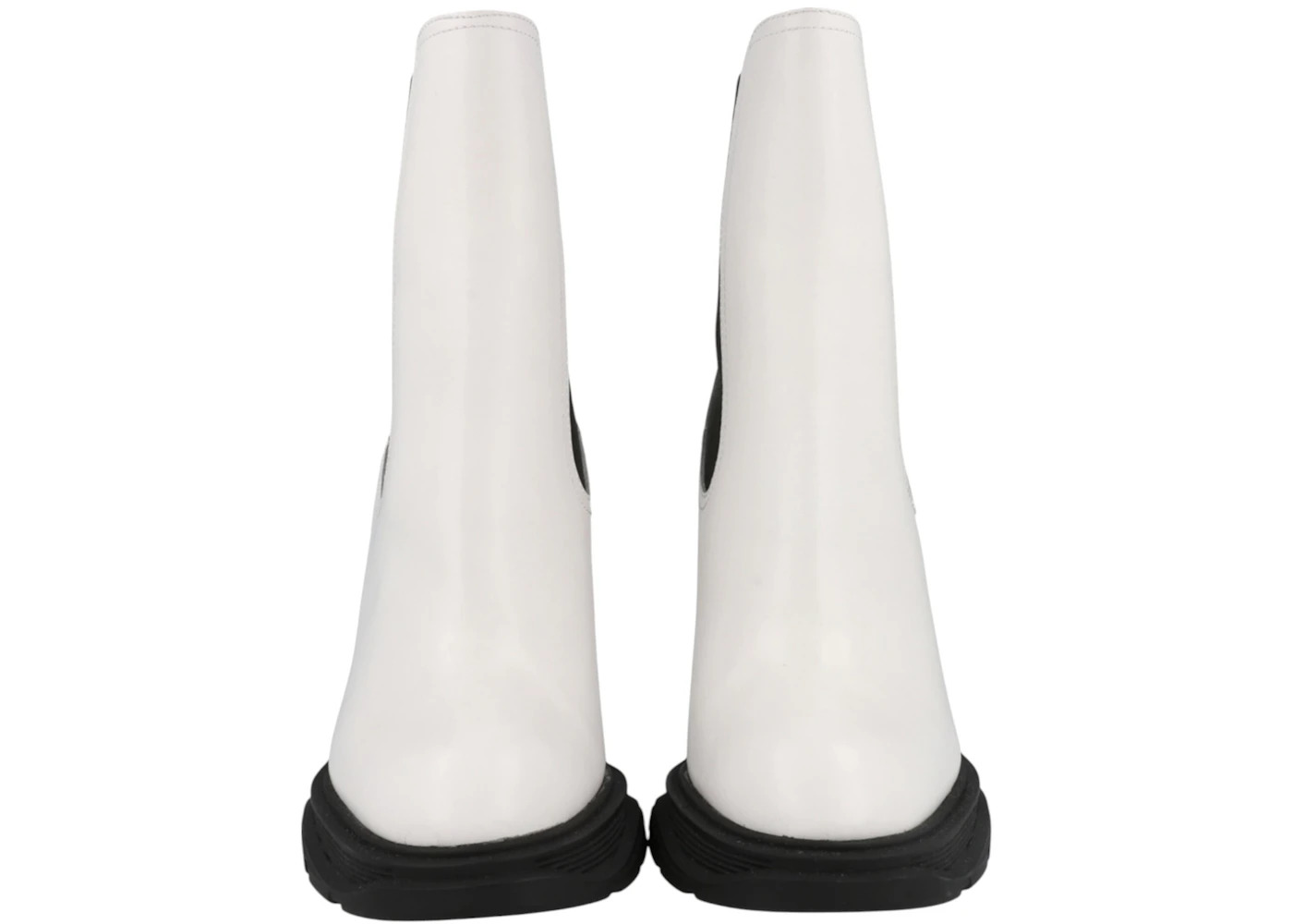 Alexander McQueen Leather Heeled Chelsea Boot Ivory Black (Women's) - 5