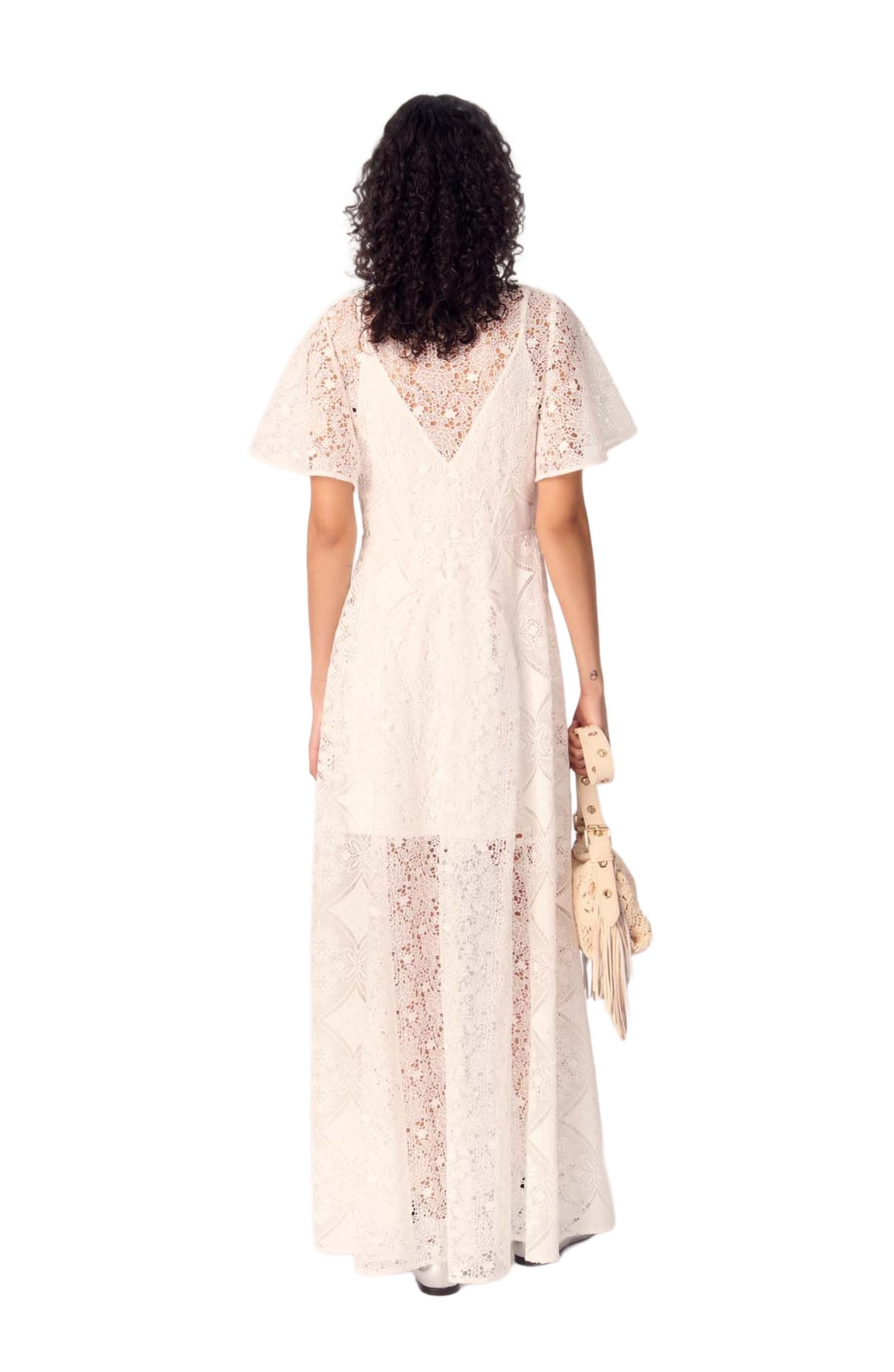 maje Floral guipure maxi dress in White at Nordstrom - 4