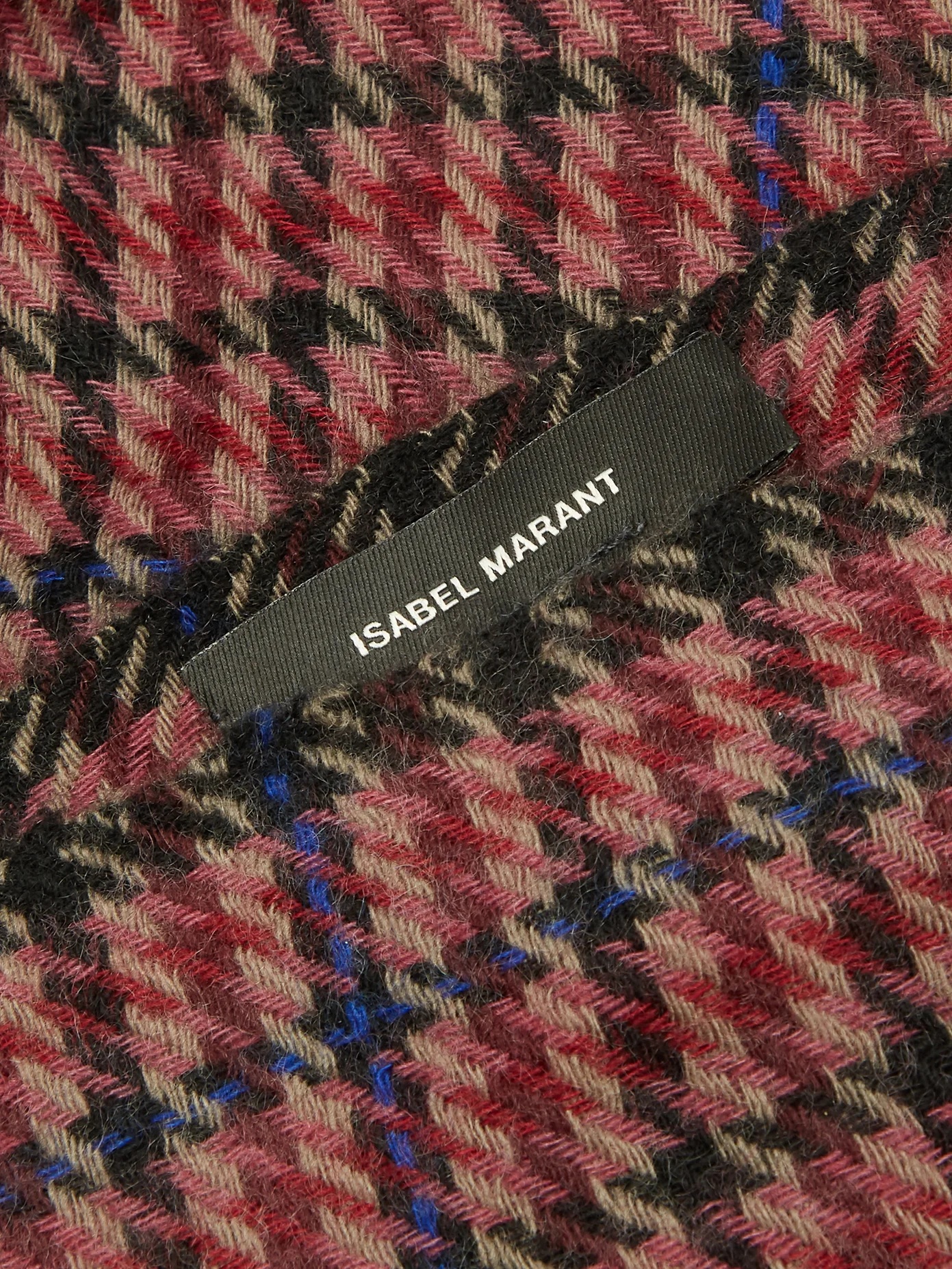 Dash shepherd-check wool-blend twill scarf - 2