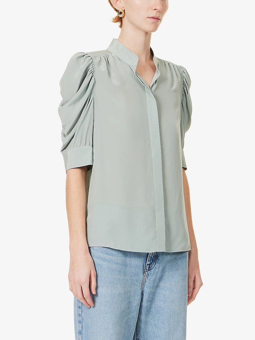 Gillian puffed-sleeve silk top - 3