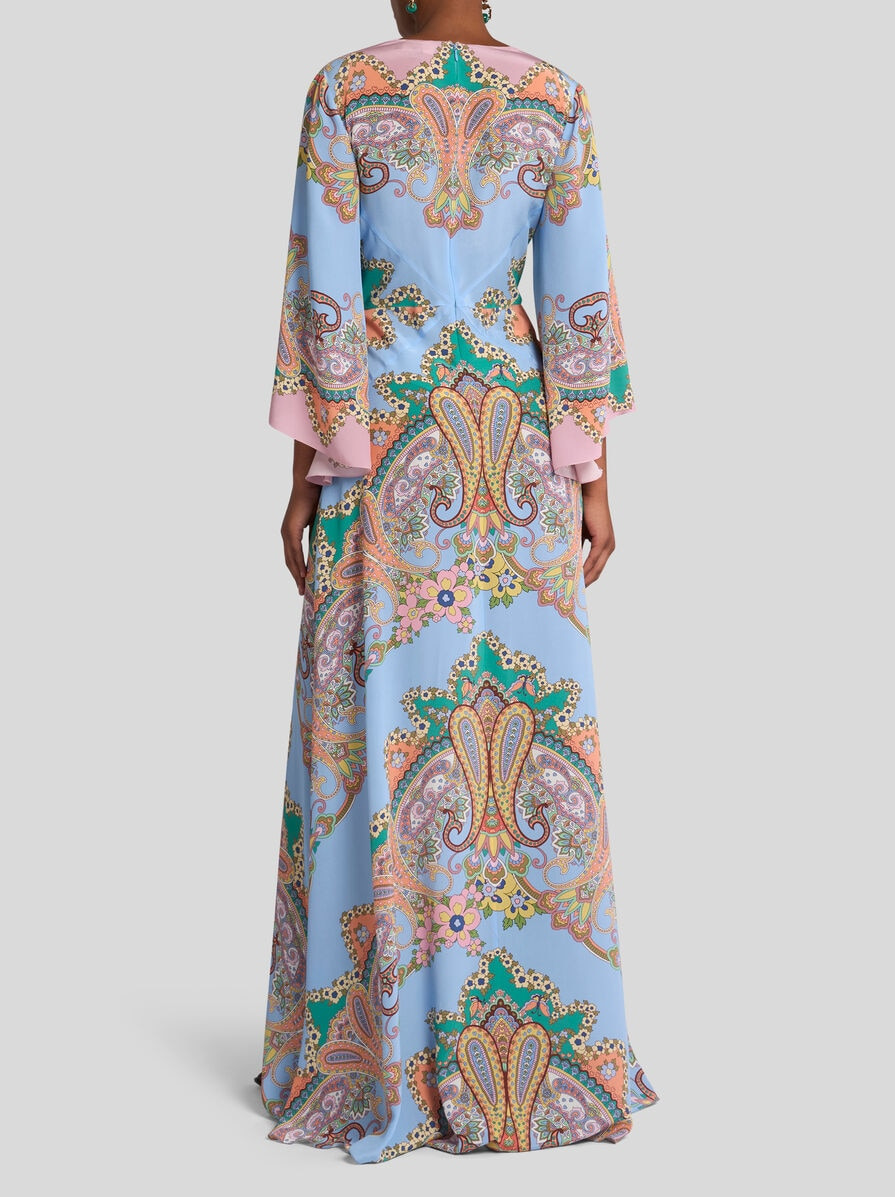 LONG PRINTED SILK DRESS - 4