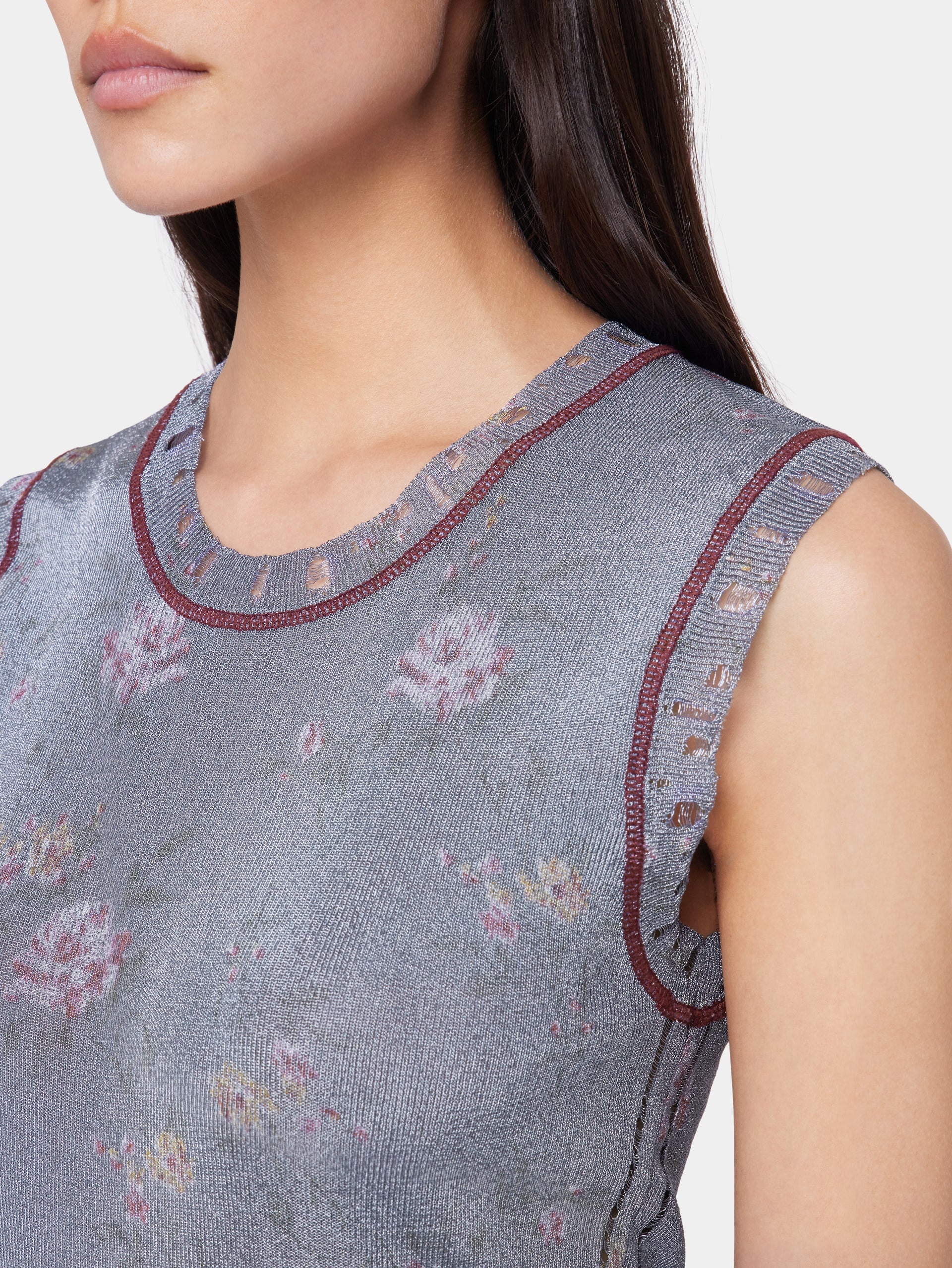 BLUE TANK TOP IN LUREX VISCOSE KNIT - 5
