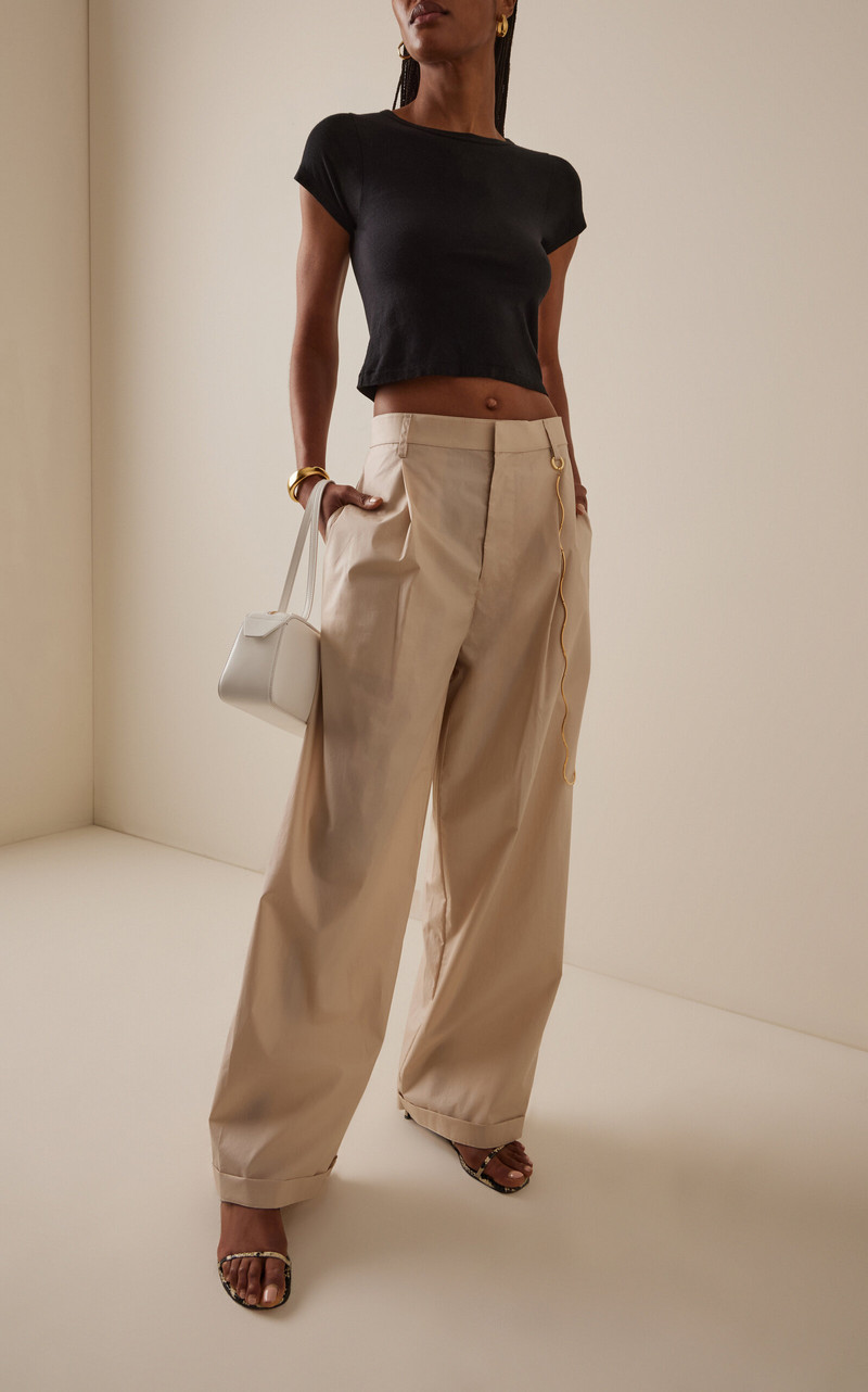 DARKPARK Danielle Wide-Leg Cotton Poplin Trousers neutral outlook