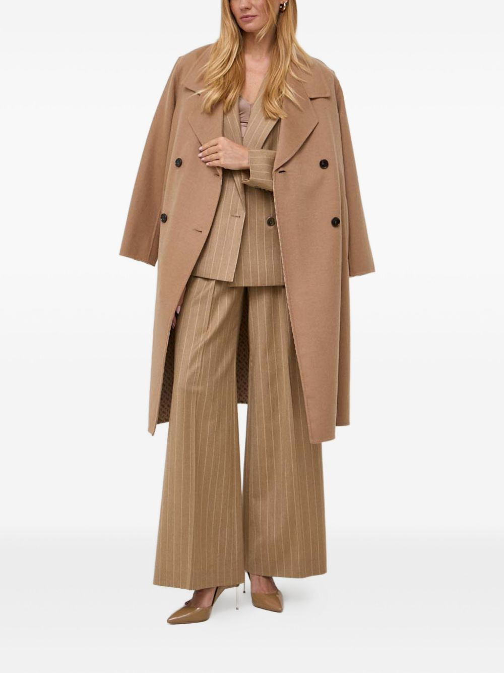 belted double-breasted coat - 2