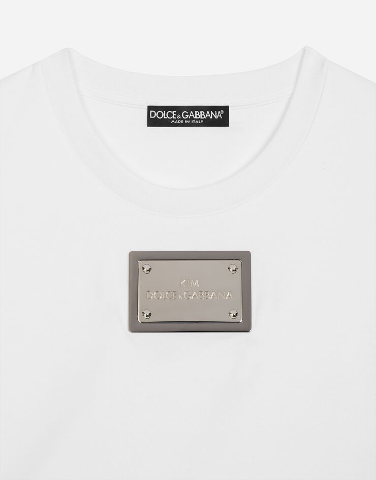 Cropped T-shirt with “KIM Dolce&Gabbana” tag - 3