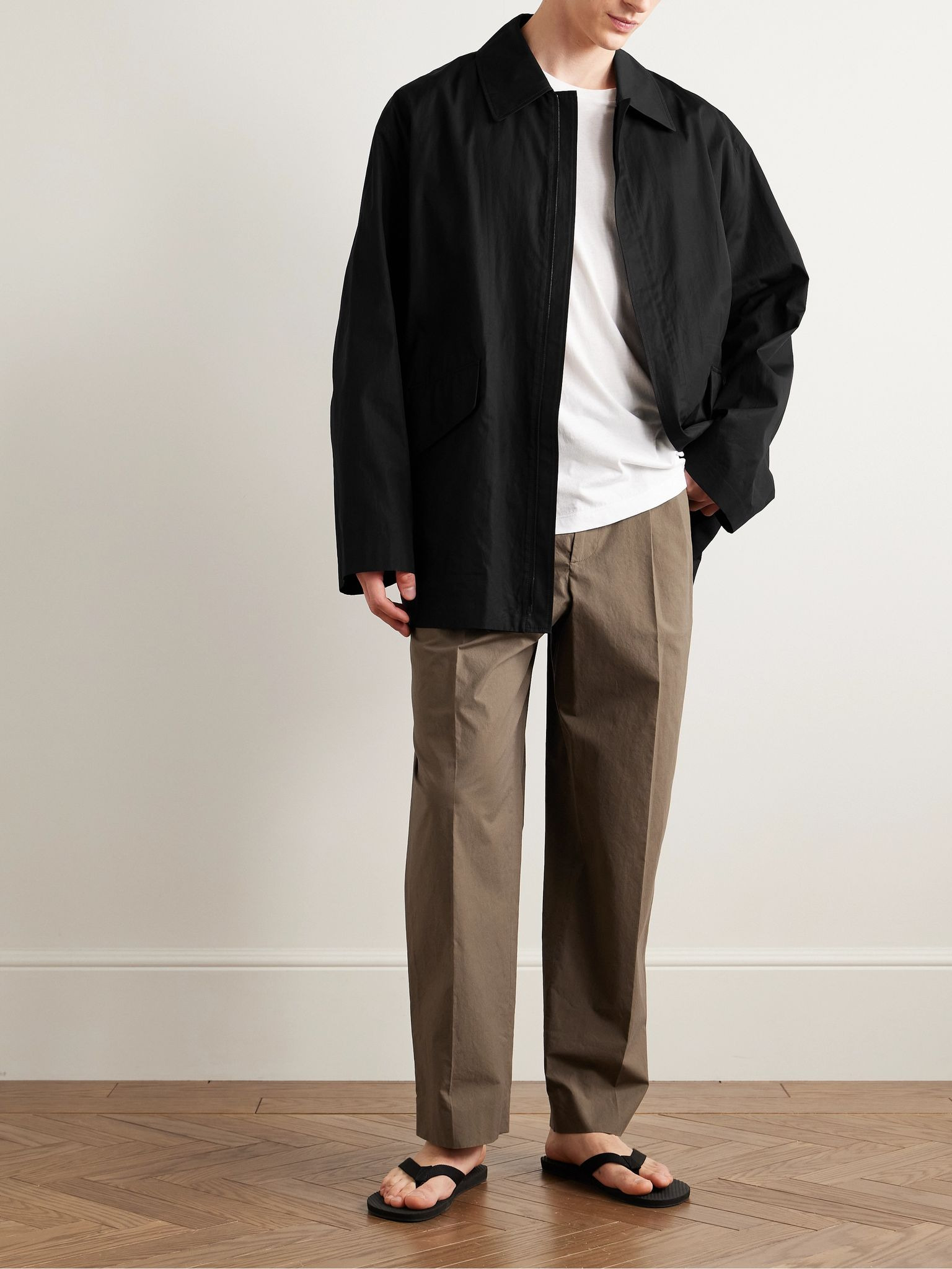Silas Tapered Pleated Cotton Trousers Brown - 2