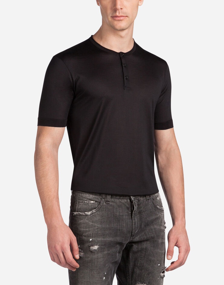 Silk henley t-shirt - 1