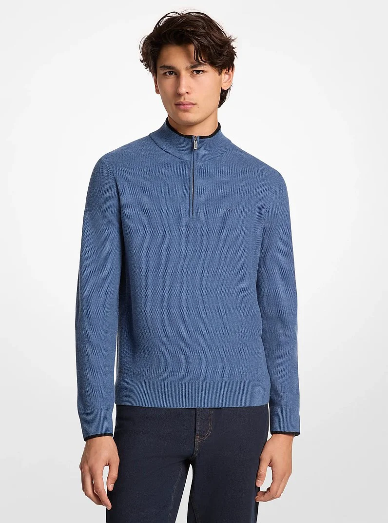 Wool Blend Quarter-Zip Sweater - 1