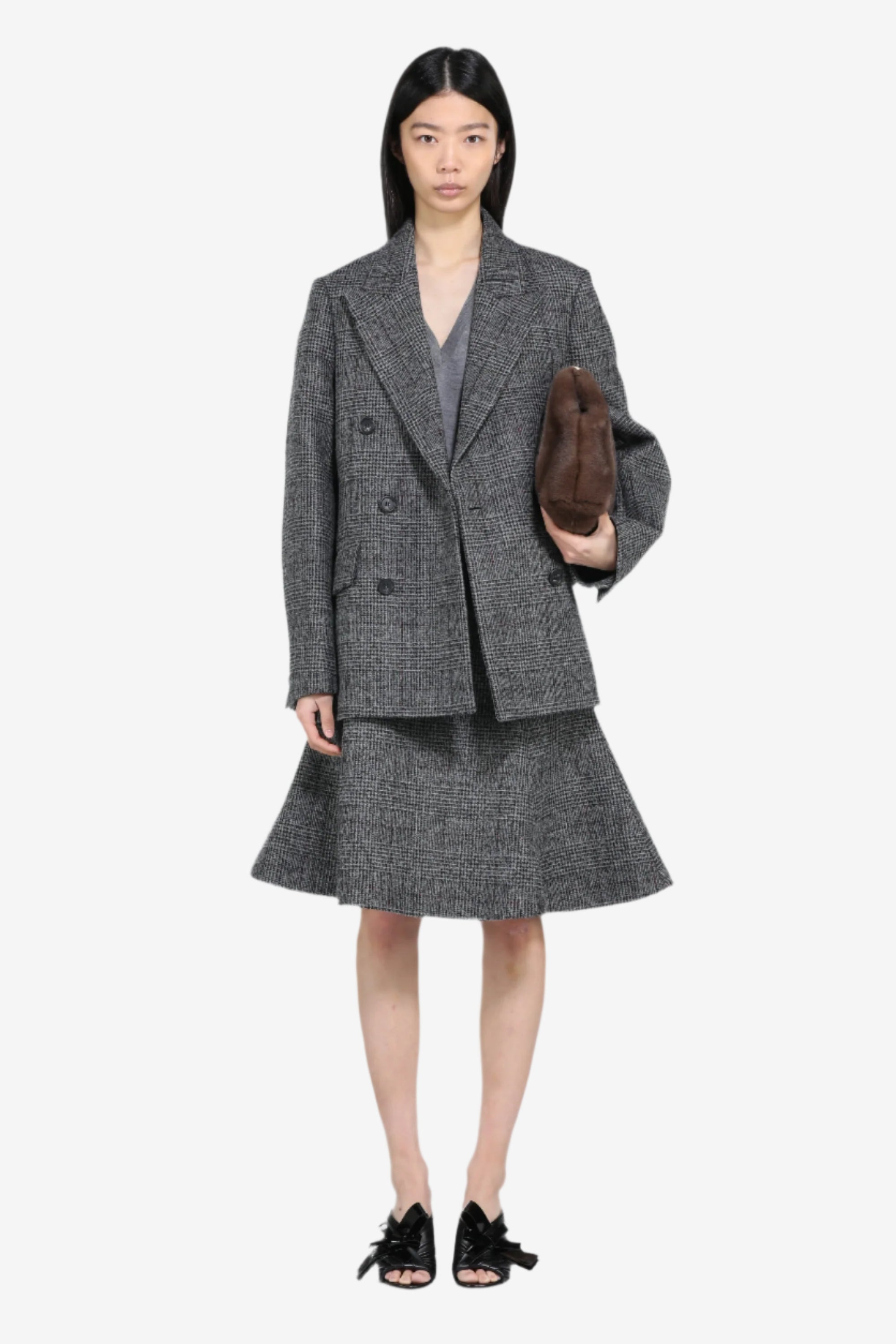 CHECKERED FLARED SKIRT - 4