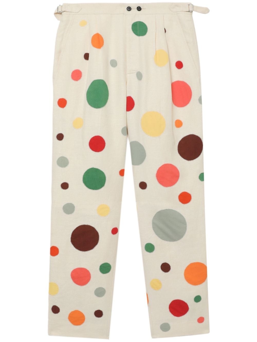spot-print linen trousers - 1