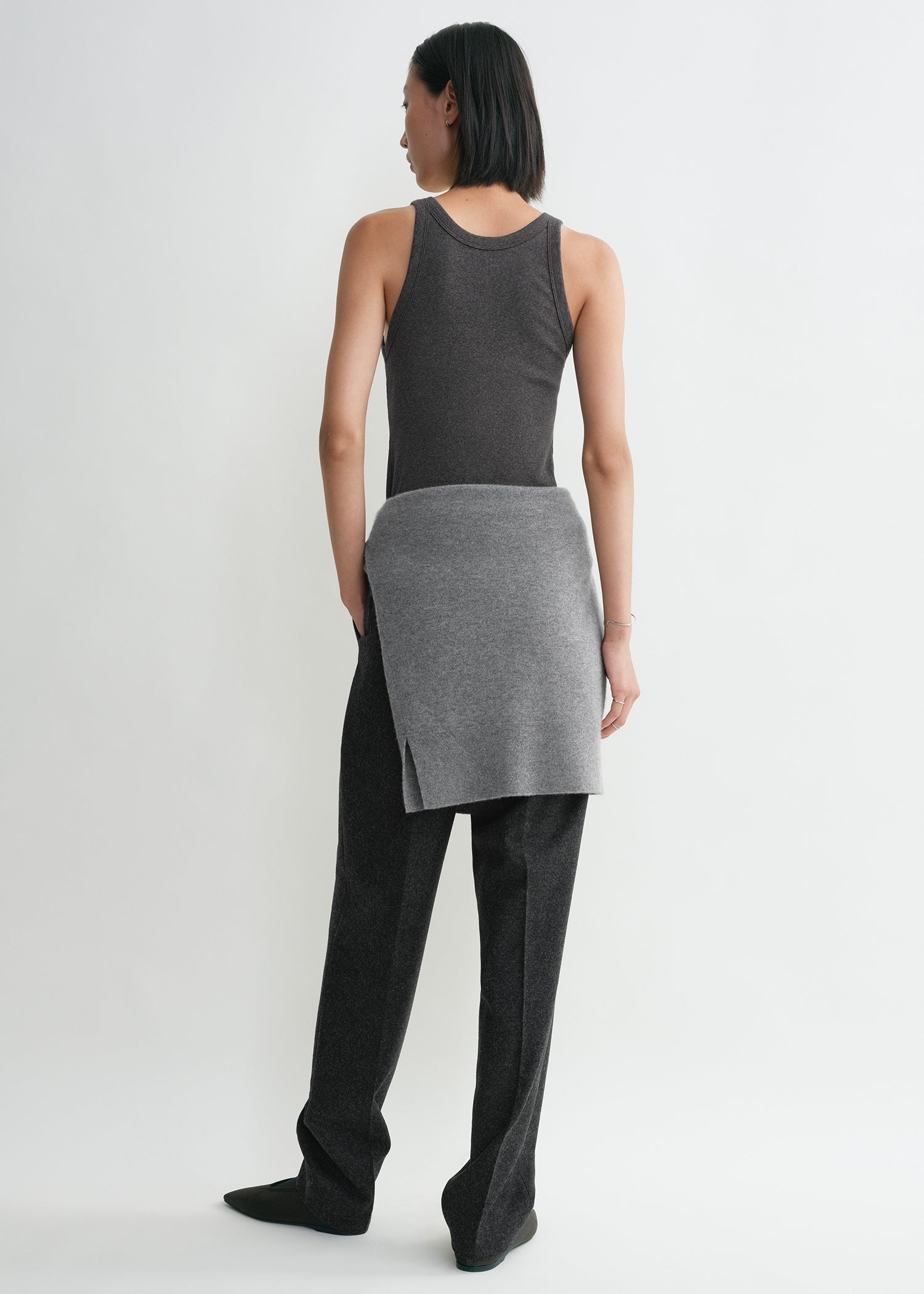 Curved rib tank charcoal melange - 3