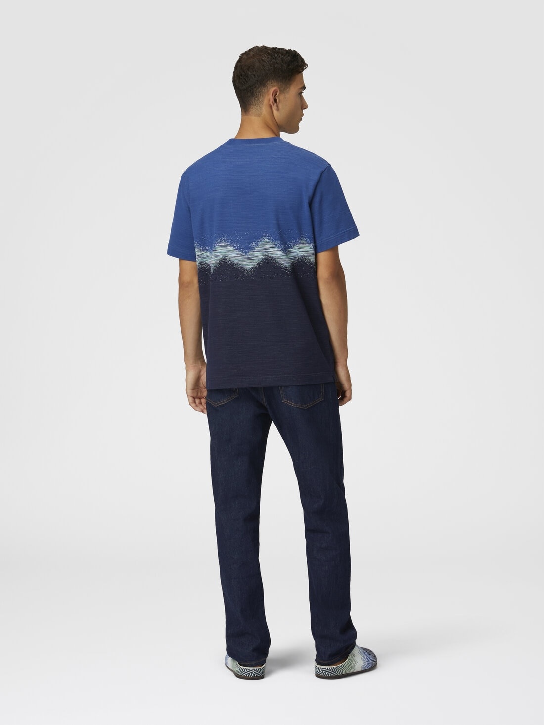 Cotton crewneck T-shirt with slub zigzag - 3