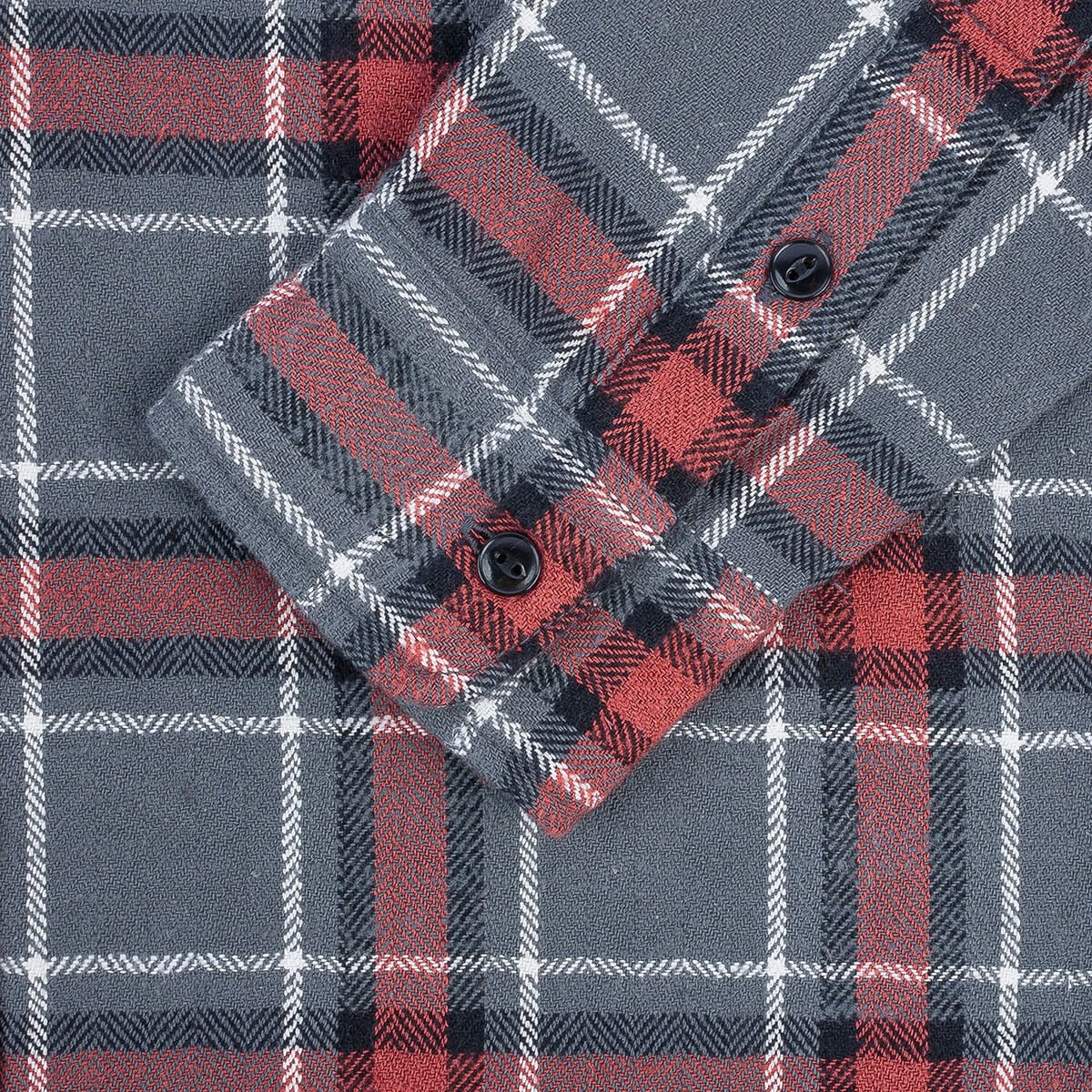 IHSH-375-GRY 12oz Slubby Heavy Flannel Herringbone Check Work Shirt - Grey - 11