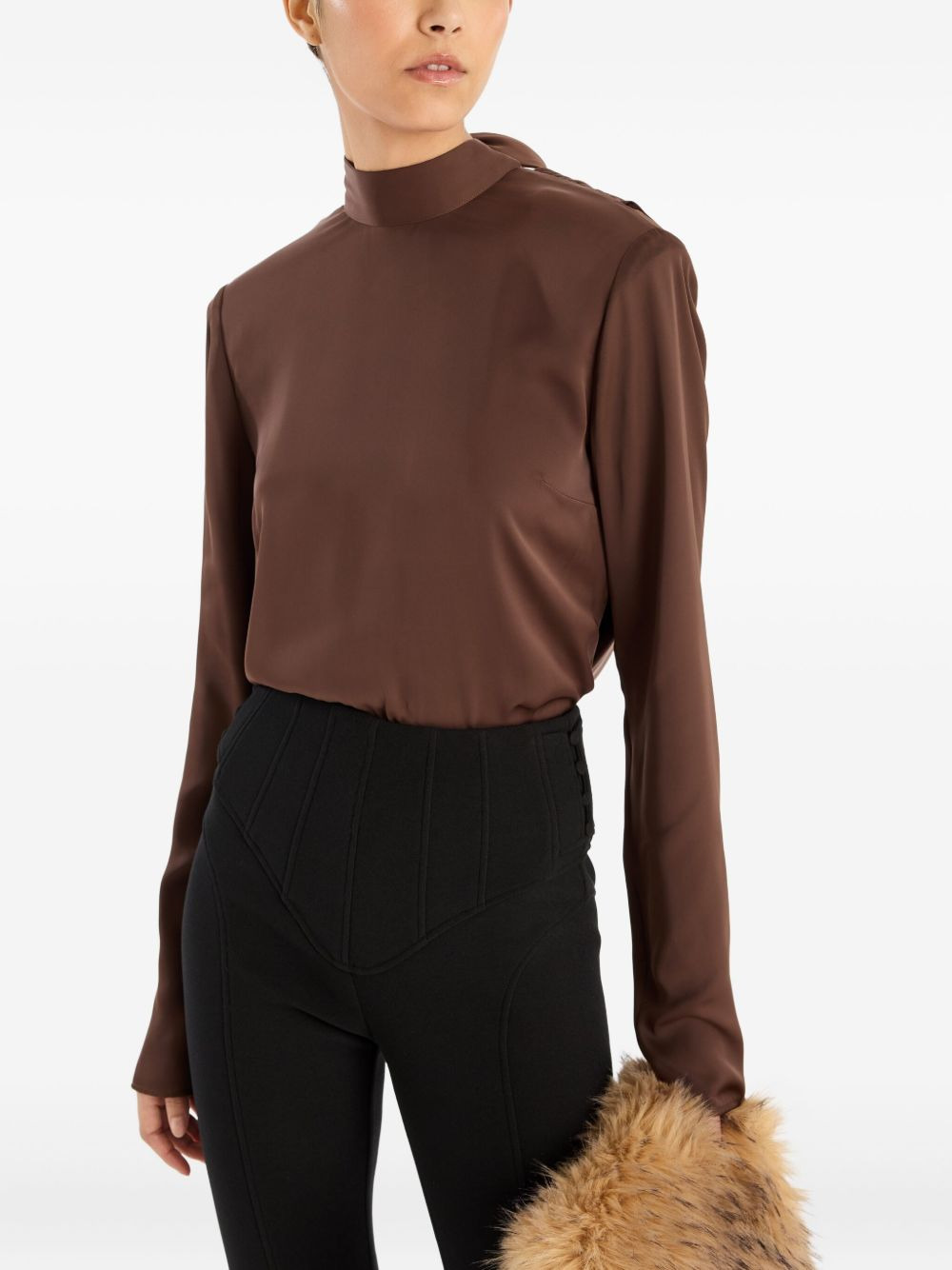 cowl-back long-sleeve top - 4