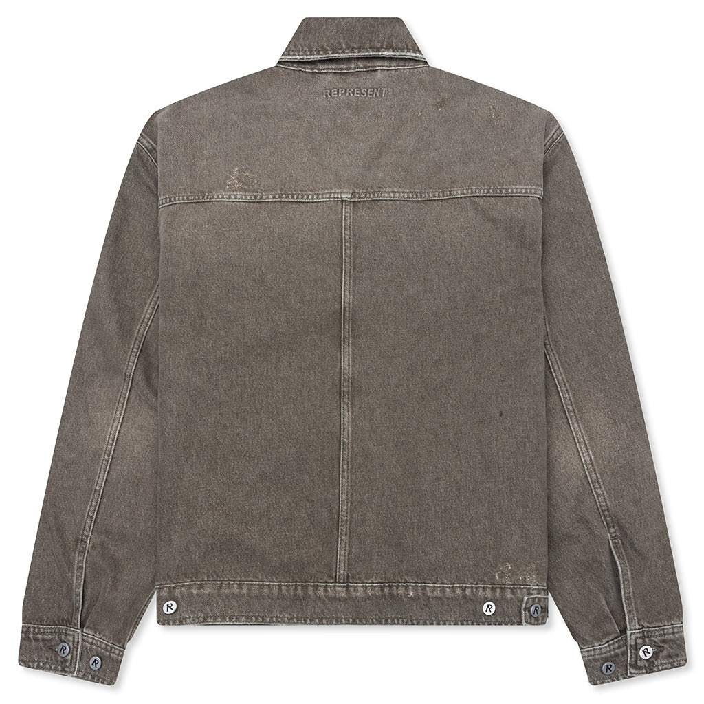 COLLARED DENIM JACKET - WASHED OLIVE - 2