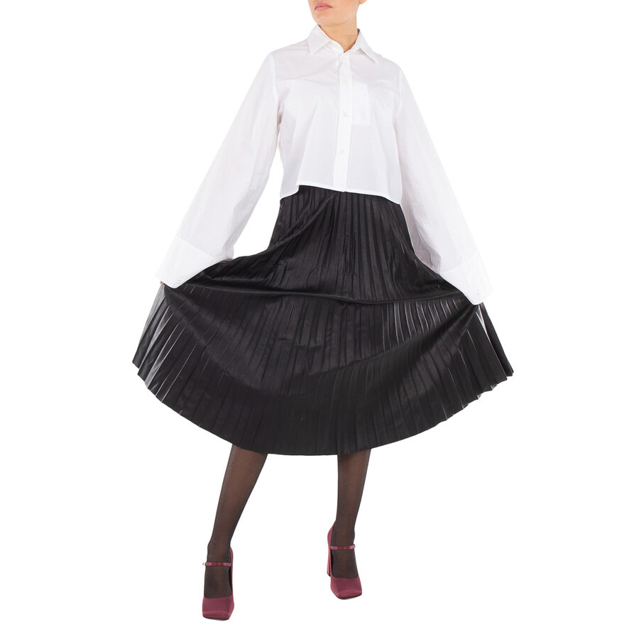 MM6 Black Pleated Midi Skirt - 4