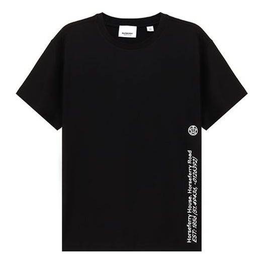Burberry Address Alphabet Printed Cotton Loose Short Sleeve For Black 80372911 - 1