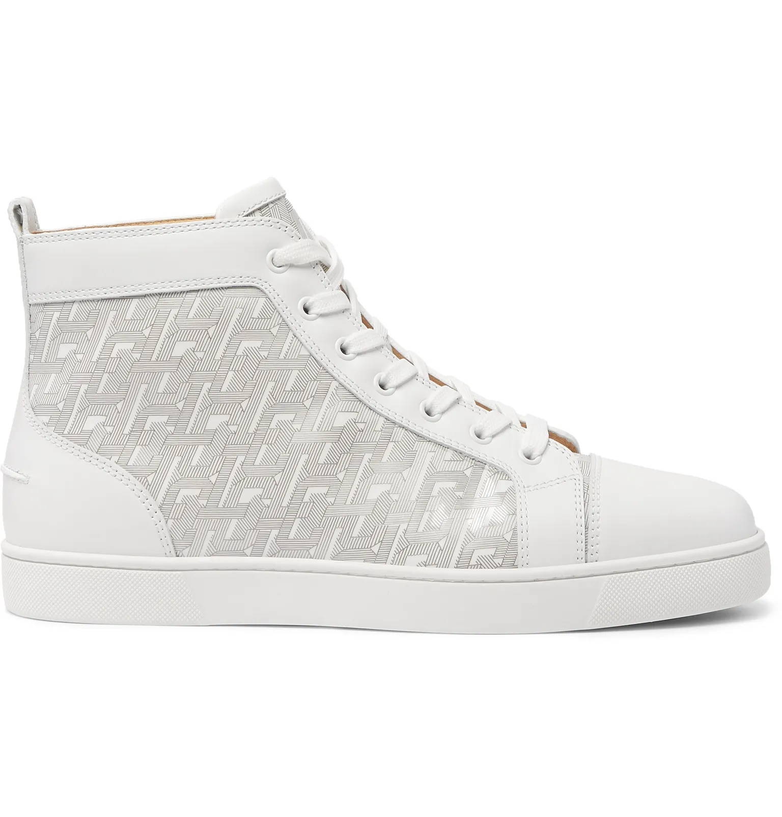 Louis Smooth and Logo-Print Patent-Leather High-Top Sneakers - 1