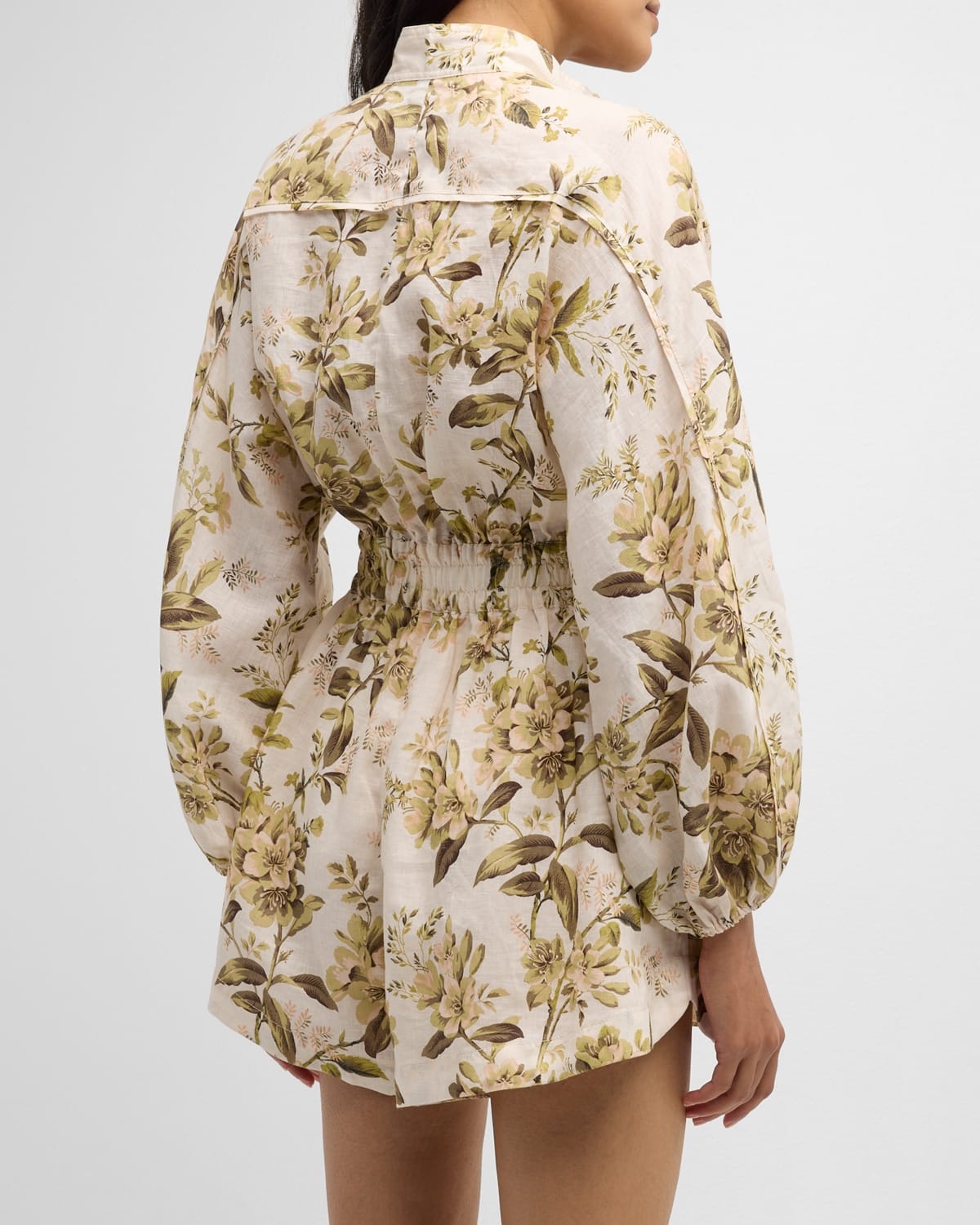 Golden Floral Paneled Playsuit - 7