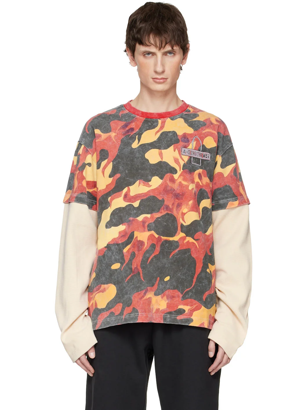 Orange & Black Flame Camo Double T-shirt - 1