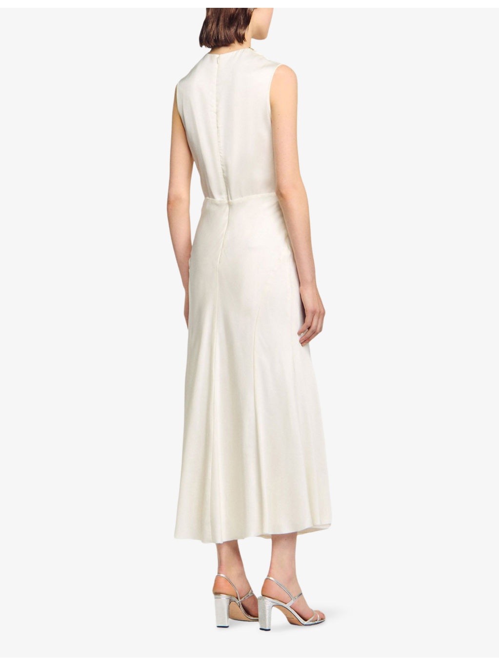 Rhinestone-Embellished Cut-Out Satin Maxi Dress - 4
