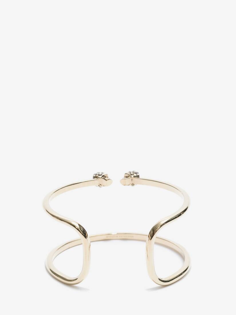 Double-wrap Skull Cuff in Light Gold - 2