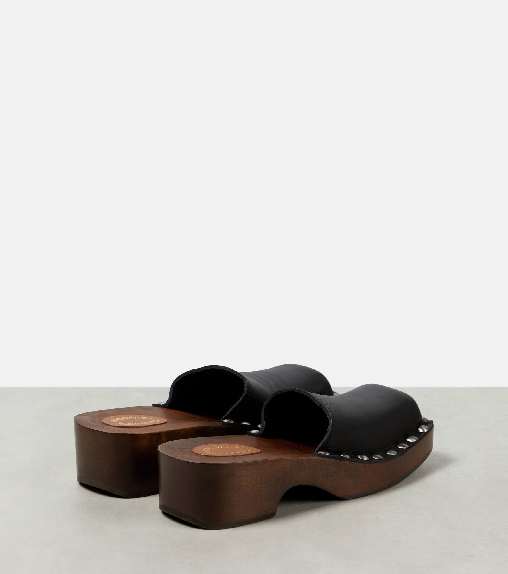 Leather platform clogs - 3