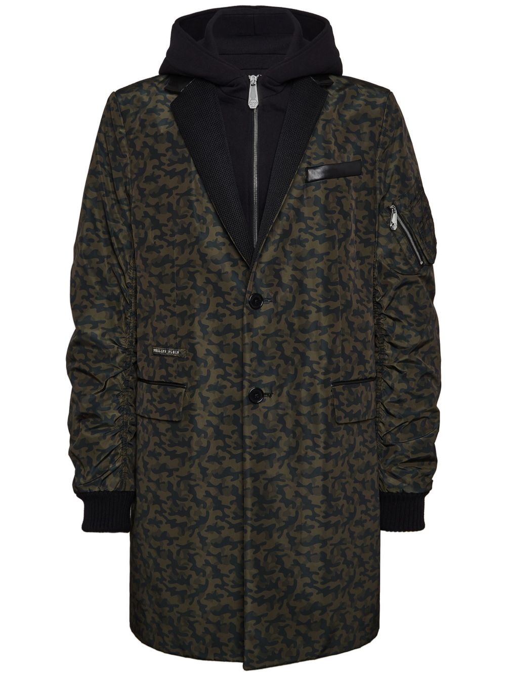 layered camouflage-pattern coat - 1