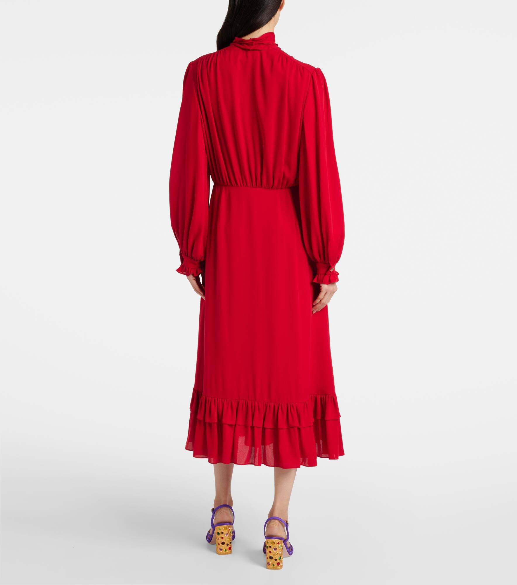 Ruffled silk georgette midi dress - 3