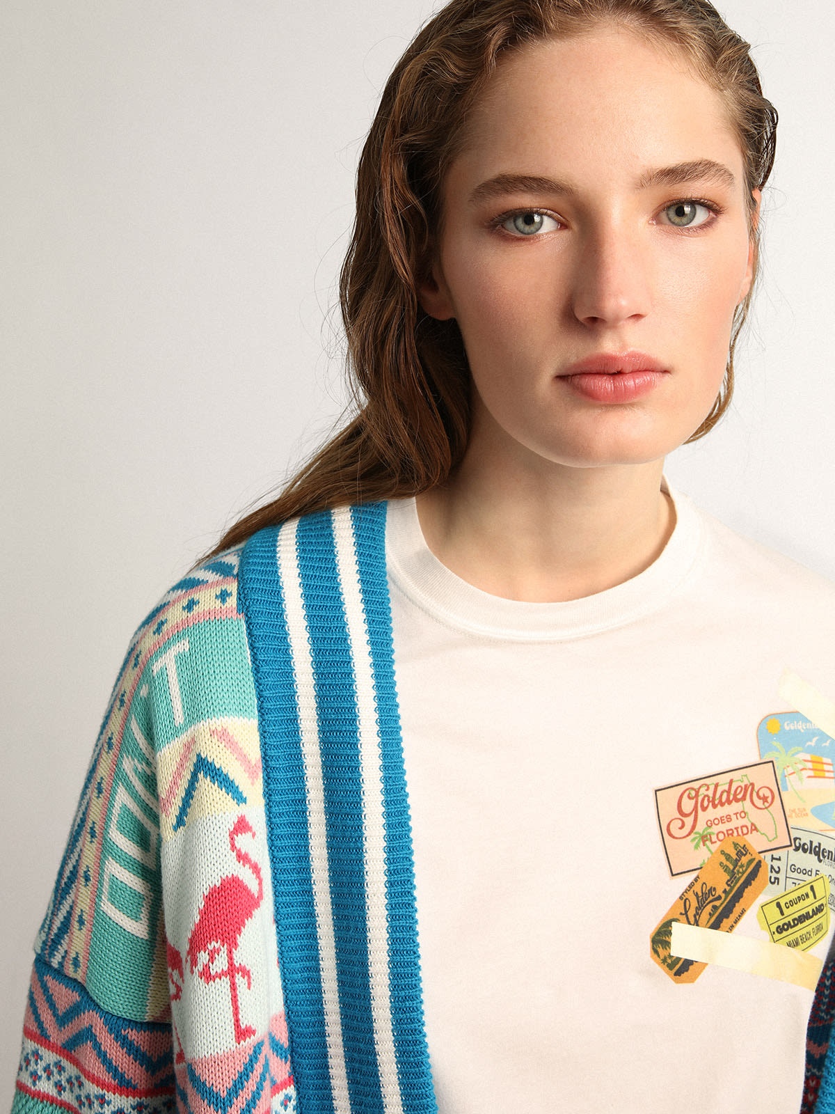 White Journey Collection T-shirt with multicolored stamp print - 2