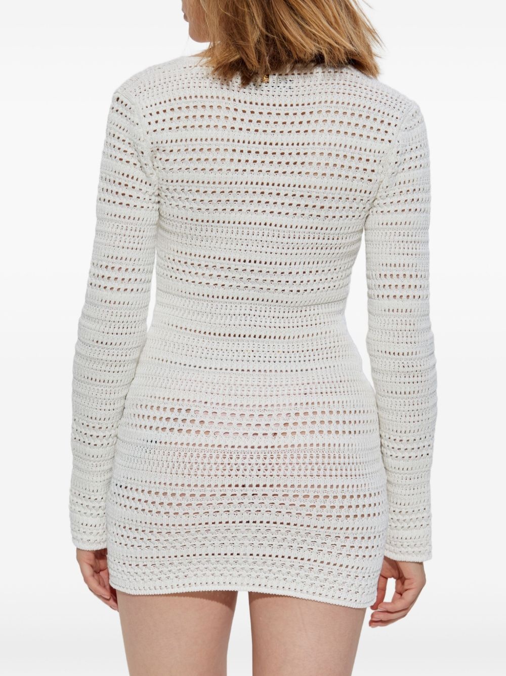 open-knit long-sleeve dress - 4