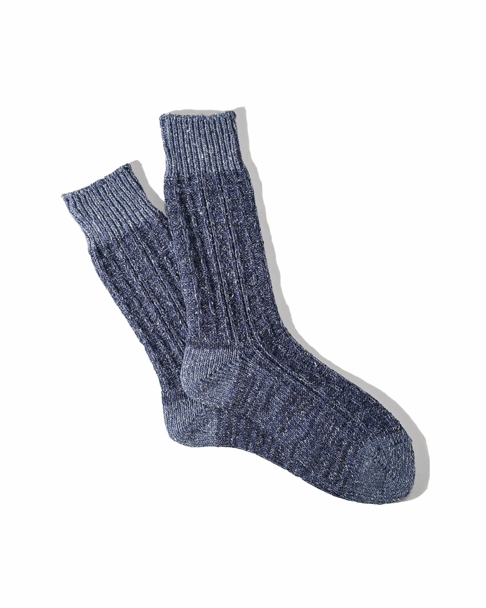 Anonymousism Boucle Nep Cable Crew Sock Indigo - 1