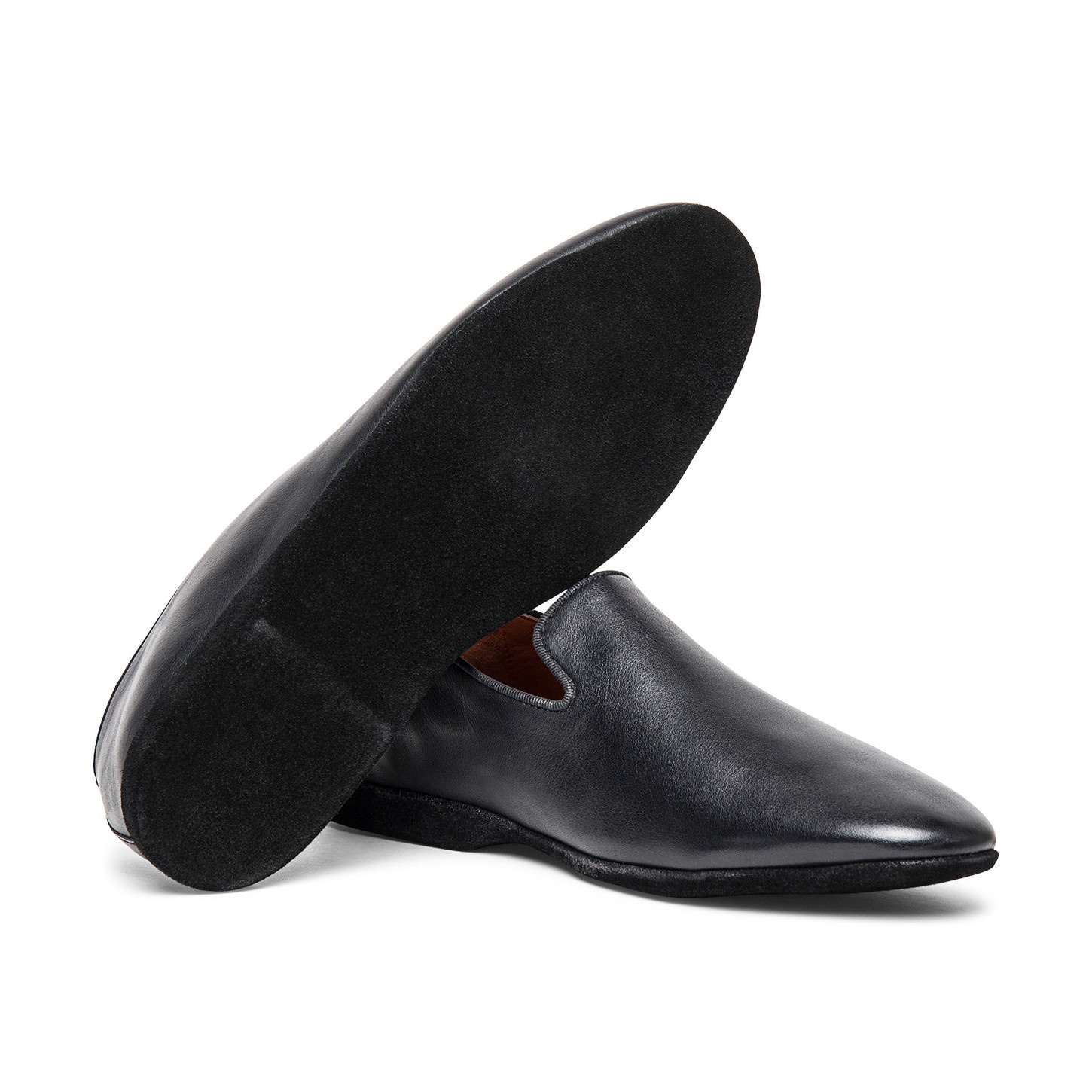 Men's black leather slipper - 3